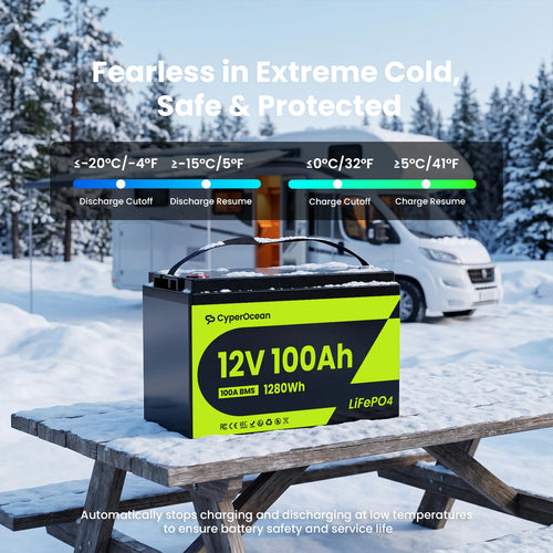 CyperOcean 12V 100Ah LiFePO4 Battery, Group 31, 20.5 lbs Ultra-Lightweight, 100A BMS