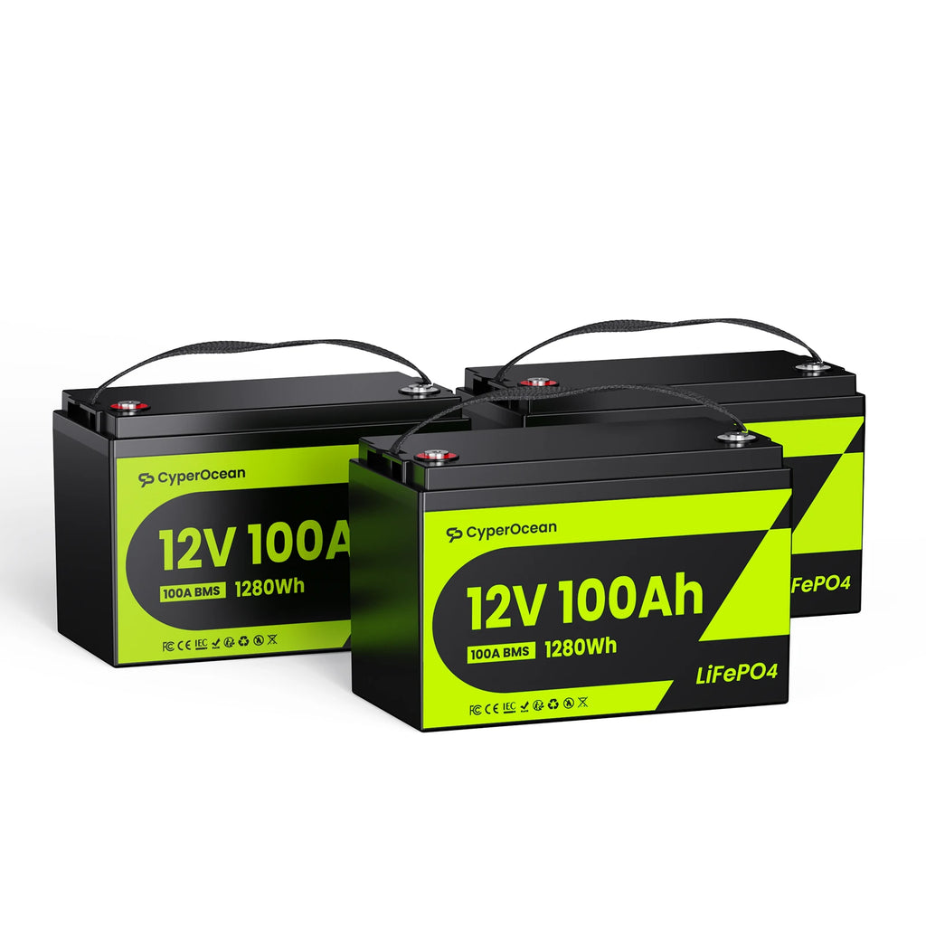CyperOcean 12V 100Ah LiFePO4 Battery, Group 31, 20.5 lbs Ultra-Lightweight, 100A BMS